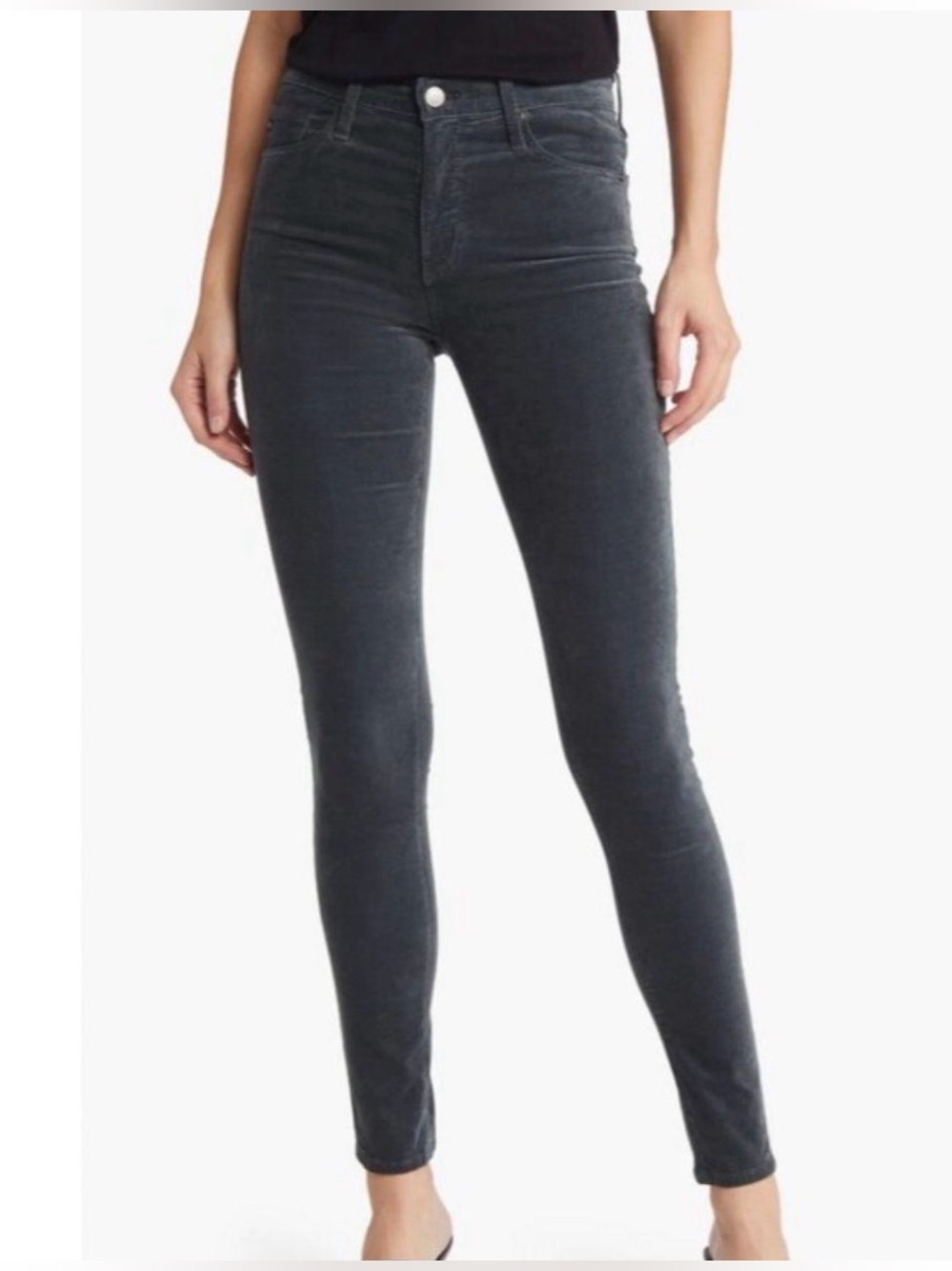 AG Farrah Skinny High Rise Jeans Women's Denim Farrah Super Black Velvet Corduro